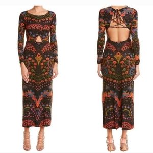 Freepeople midi lace up back print dress